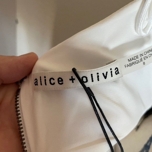 NWT -  Alice + Olivia Adrina Cowl-Neck Spaghetti-Strap High-Low Midi Dress - Picture 14 of 15